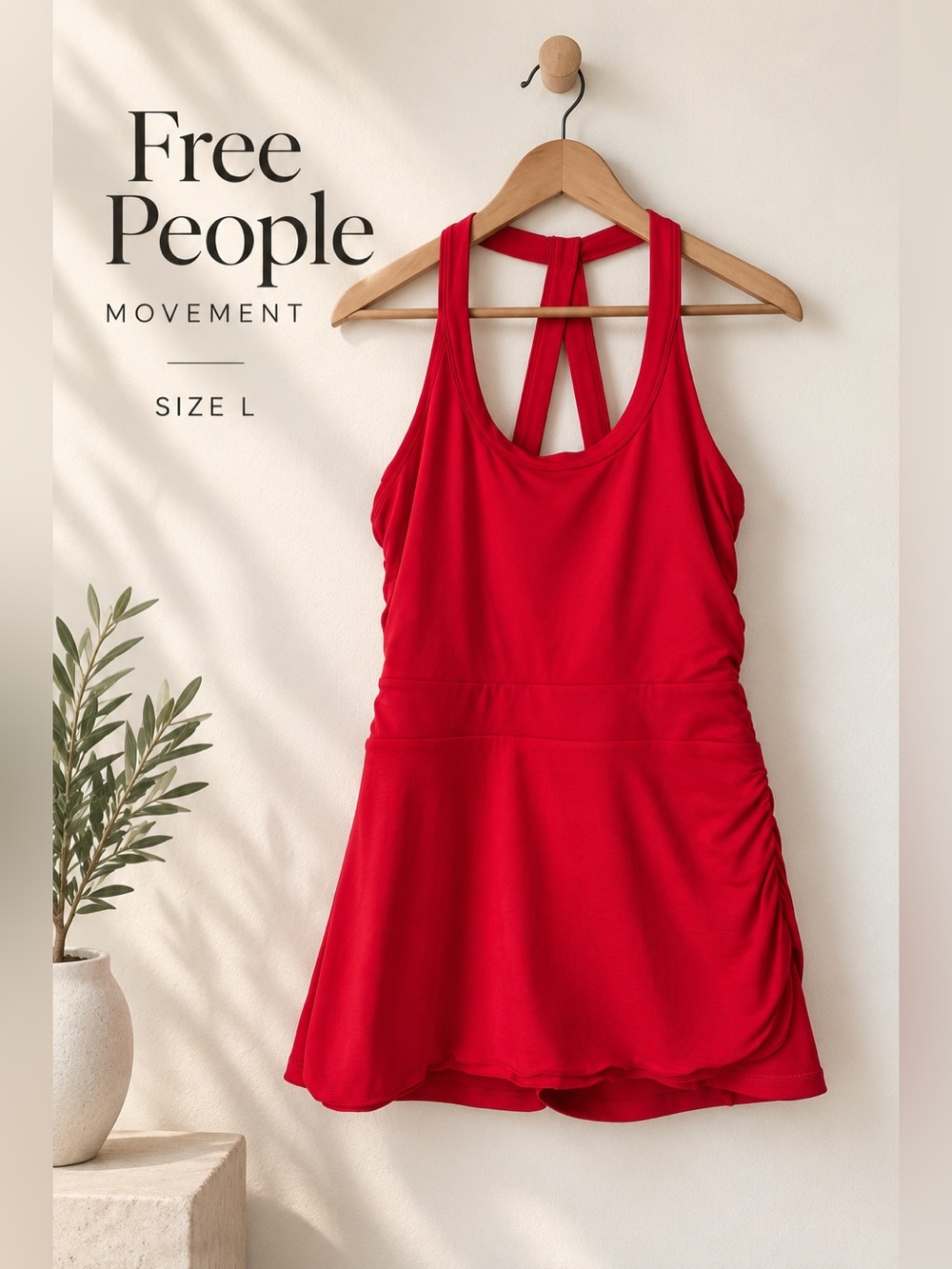Free People Red Strappy Back Active Dress Size Large